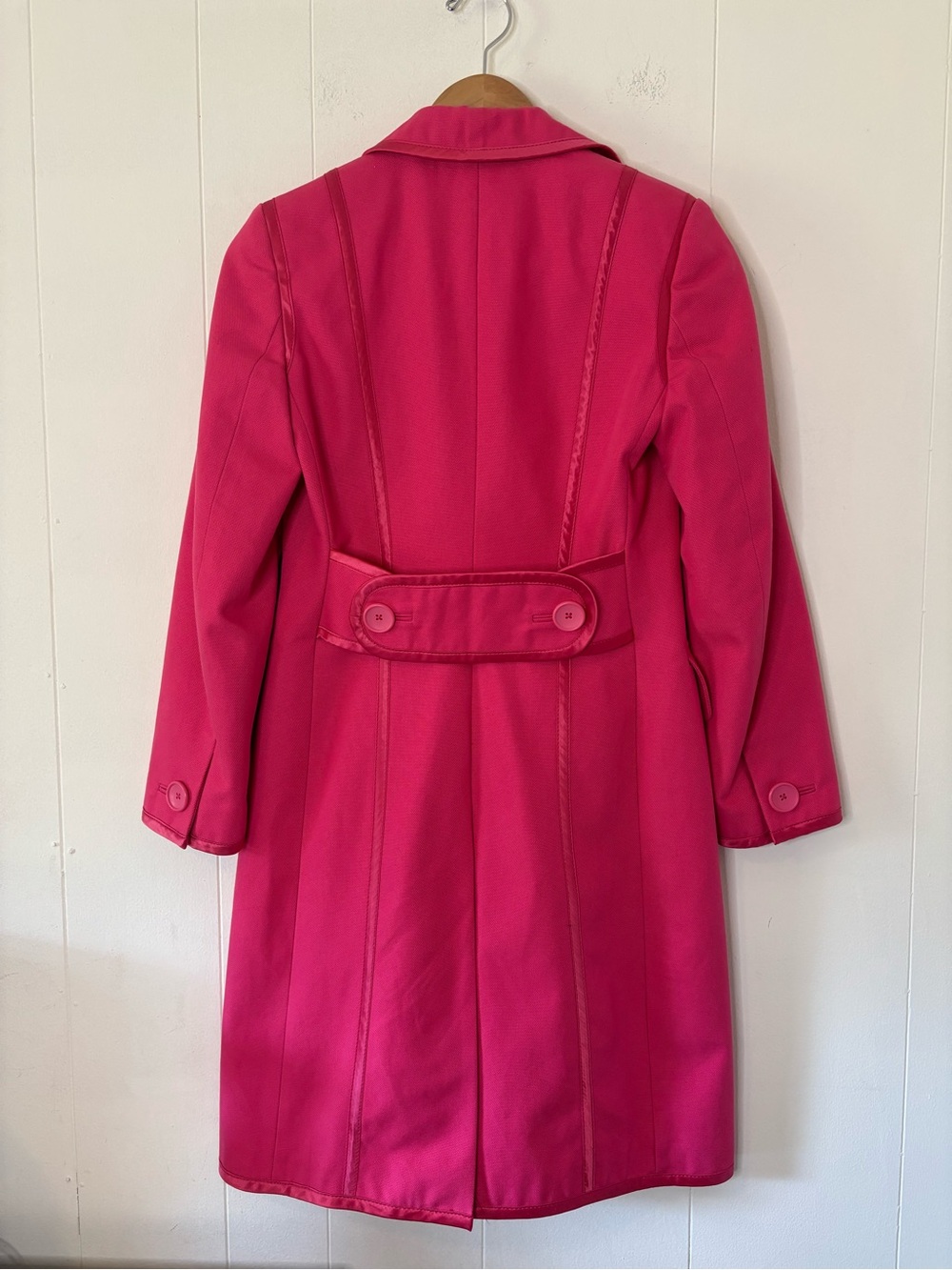 VTG Banana Republic Hot Pink Long Trench Coat, 2000s, Button Down, Cotton, XS - Picture 2 of 15